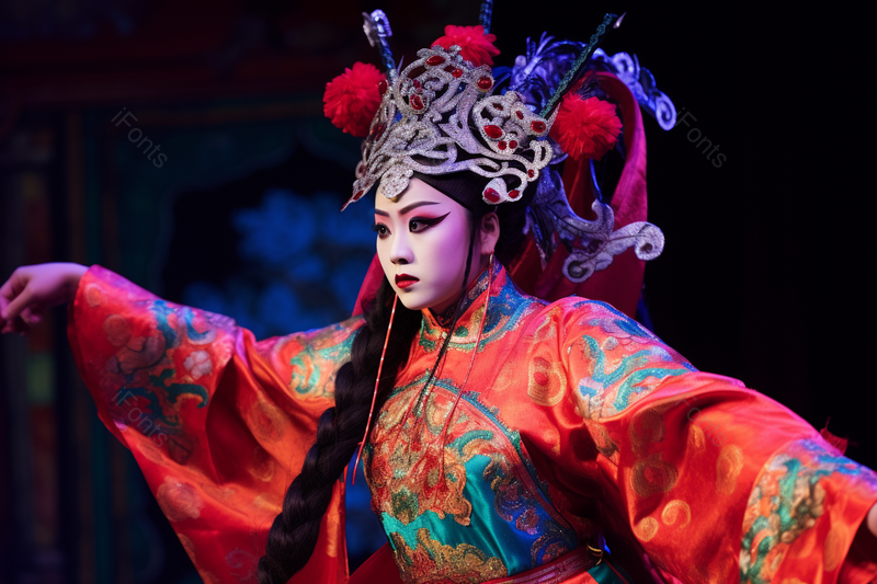 中国戏曲表演头戴凤冠红色首饰戏剧演出,高清,摄影图,摄影图片,图片大全,摄影图免费下载